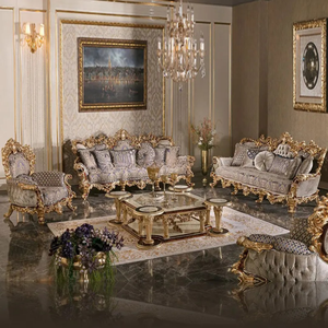 Juego de Sofás de Madera de Teca de Lujo Prestige Palace, Tallados a Mano, Tradicionales, Tapizados, para Sala de Estar - Product Image 1