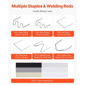 Kit de pistola soldadora de plástico de 220W con 1200 grapas y 76 varillas esenciales para un trabajo plástico eficiente - Product Image 4
