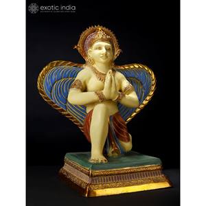 22 \ "Colorido Namaskar Garuda Escultura de latón Alas majestuosas Ídolo de latón - Product Image 3
