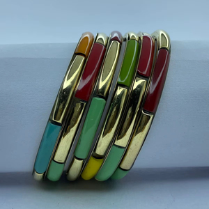 Resin and Brass Vintage Panel <b>Bangle</b> <b>Bracelet</b> Customized Color Design Trendy Women's From India - Product Image 1