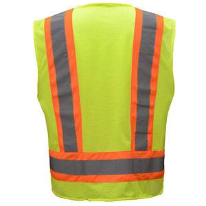 Chaleco de Seguridad Reflectante de Alta Visibilidad Clase 2, Amarillo, de Malla, con Bolsillos, para Trabajadores de la Construcción - Product Image 3