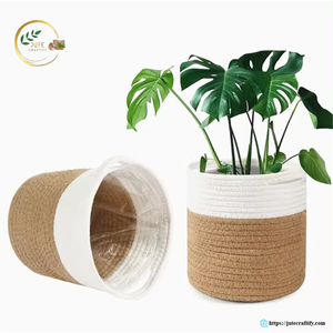 Housse de pot en jute rustique – Jardinière artisanale en fibres naturelles pour la décoration intérieure et l'aménagement de l'espace - Product Image 2