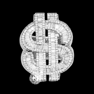 Anillo de Lujo Tasnim Estilo Hiphop con Letra, Chapado en Oro Blanco, con Diamante Moissanita VVS de Corte Brillante Redondo, Engaste Prong, Unisex, para Boda - Product Image 1