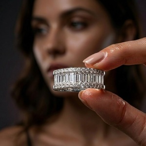 Hong Kong Supplier Jewelry Precious Best Quality White Gold Natural Diamond Pave Setting Cluster Rings Band for Women - Product Image 2