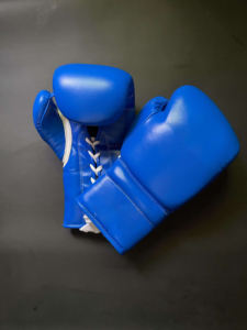 Conjunto de Boxeo Profesional de Estilo Moderno, Guantes, Protector de Cabeza y Protector Inguinal, Equipo de Entrenamiento y Sparring de Cuero Azul Premium - Product Image 2