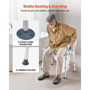 Sedia Comoda da Comodino 4 in 1 con Capacità di Carico di 227 kg, WC Portatile con Sedile Rialzato, Schienale Imbottito, Leggera - Product Image 5