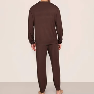 Modal Long PJ <b>Set</b> <b>for</b> <b>Men</b> Long Sleeve Two Piece Loungewear Organic Jersey <b>Men's</b> <b>Pajamas</b> Custom Pijama Oversized - Product Image 2