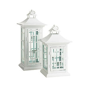 Farol Decorativo de Lujo de Metal y Vidrio con Acabado Blanco para Decoración de Bodas y Navidad, Juego de Faroles Colgantes - Product Image 1