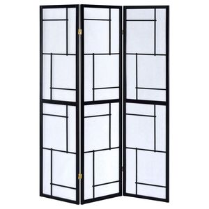 Biombo Plegable de 3 Paneles Reese Negro, Separador de Habitaciones Portátil - Product Image 4