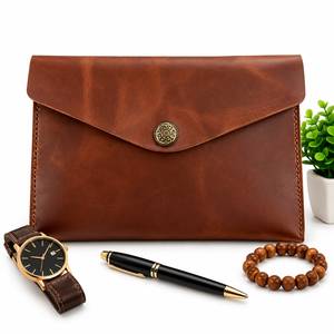 Handmade PU Leather Vintage <b>Money</b> Pouch Wallet Key Holder Cash Coin Purse <b>Envelope</b> Wallet Button Closure Unisex Card Holder RFID - Product Image 1