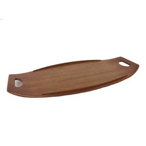 Plateau de service ovale créatif en bois de noyer foncé avec poignées, plateau décoratif moderne pour table basse - Product Image 1