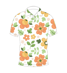 Camisa Polo con Estampado Floral Naranja para Hombre, Camiseta de Verano de Manga Corta, Cuello Casual con Botones, Transpirable y Ligera - Product Image 1