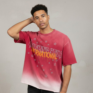 Camisetas Casuales de Manga Corta para Hombre, 100% Algodón, Lavado Ácido, con Logotipo Personalizado Bordado, Estampado en Blanco, Estilo Urbano, en Stock - Product Image 4