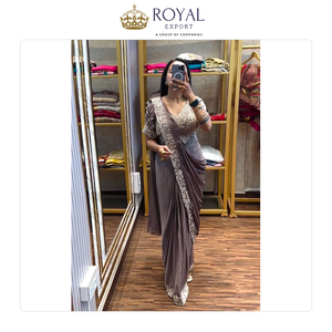 ผ้าซารีงานปักเลื่อมลายฉลุคุณภาพเยี่ยม ดีไซน์หรูหรา สำหรับงานเลี้ยงสังสรรค์ ผลิตจากผ้าชินนอนเนื้อหนา ขายดีเป็นที่นิยม - Product Image 6