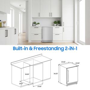 Frigorifero per Bevande a Doppia Zona in Acciaio Inox da 24 Pollici, Capacità 180 Lattine, per Conservazione di Vino e Bevande - Product Image 6