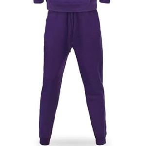 Ensemble de survêtement unisexe violet à capuche 100 % coton 2-en-1 coupe-vent léger décontracté à manches longues avec pantalon à cordon et sweat-shirt - Product Image 3