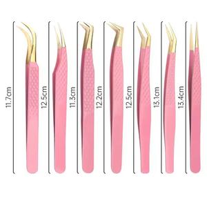 Juego de Pinzas para Pestañas Morje Quirúrgicas de Acero Inoxidable Rosa, Puntas de Precisión con Textura Dentada/Serrada, Longitud de 10 mm para Extensión de Pestañas - Product Image 4