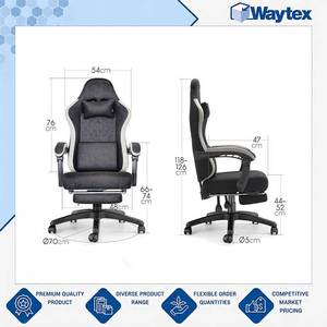 Chaise de bureau ergonomique de style racing OKTOS en tissu microfibre doux de qualité professionnelle avec repose-pieds rétractable à bas prix - Product Image 6