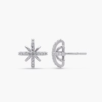 Boucles d'oreilles clous en or massif 14K/18K avec diamant de laboratoire, motif étoile polaire, 0,30 carats, sertis pavé, bijoux célestes