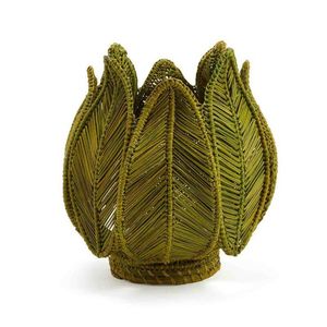Support de bougie de table en rotin fait main en forme de tulipe, vase tissé naturel exquis pour une décoration élégante de la maison et des événements - Product Image 4
