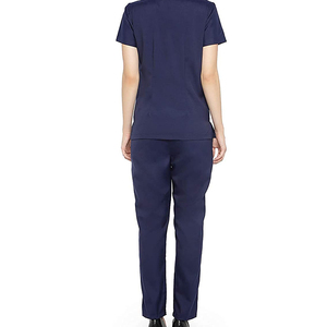 Ensemble de tenue médicale pour femme en mélange de coton tissé, uniforme d'infirmière d'hôpital (haut et pantalon), confortable, avec détection d'aiguilles - Product Image 4