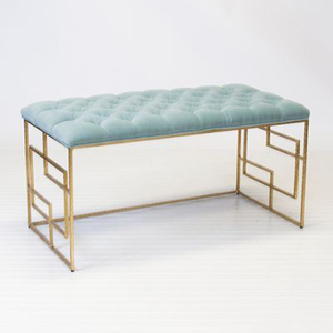 Banc ottoman de bout de lit durable en tissu velours avec pieds en métal inoxydable, pour décoration intérieure de luxe léger dans le salon - Product Image 1