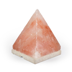 Lampe de sel en cristal d'Himalaya 100% naturel pur, en forme de pyramide, avec base en bois rose raffinée, emballée en bouteille et sachet. - Product Image 6