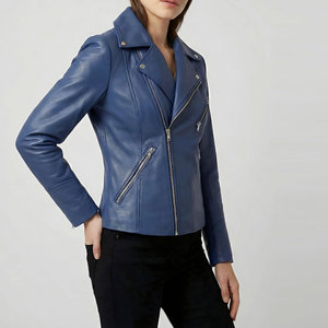 Veste en cuir d'agneau véritable pour femmes, style bomber court, mode, vente en gros - Product Image 4