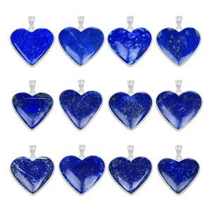 Pendentif en argent sterling avec pierre de lapis-lazuli 100% naturelle en forme de cœur pour femmes, collier de fiançailles, bijoux en pierres précieuses DIY au meilleur prix - Product Image 1