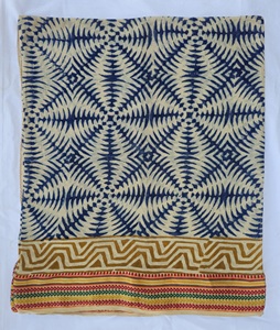 Indigo Cotton Sarong Pareo Block Print Striped Beach Wrap Boho Bikini Cover 1 Piece Vacation Swimwear Women Soft Lightweight - Product Image 2