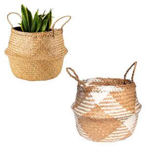 Panier décoratif artisanal PHU HAO en jonc de mer, panier de rangement naturel tressé pour l'organisation de la maison - Product Image 1