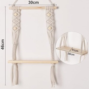 Estante de Pared de Macramé de Bambú |   Venta al por Mayor de Estilo Escandinavo Minimalista |   Lino Hecho a Mano - Product Image 2