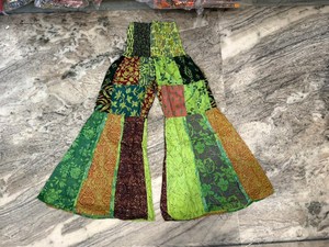 Pantalones Anchos Unisex con Parches Verdes, 100% Algodón, Transpirables, de Cintura Alta, Estilo Bohemio, para Verano - Product Image 6