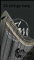 Large Size 36 Strings Lever Harp with Case & Tuning Key Elegant Vintage Style Floral Design Made Musical Instruments Harps
