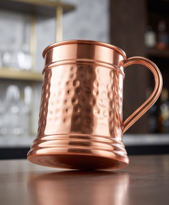 Mug en cuivre pur martelé à base cannelée et col à panneaux, en métal massif, pour bière, cocktail et barware - Product Image 2