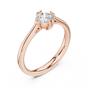 Unique Round Cut Moissanite Diamond Solitaire <b>Ring</b> for Her - Rose Gold Plated Sterling <b>Silver</b> Proposal Band <b>Plain</b> - Product Image 4