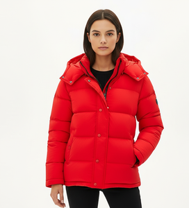 Abrigos de invierno personalizados con cremallera completa para mujer, chaqueta acolchada con capucha. - Product Image 1