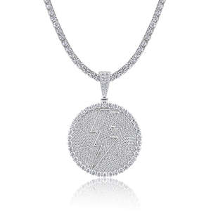 Colgante de Joyería Hip Hop para Hombre, Chapado en Oro, con Incrustaciones de Moissanita VVS Plateada, Redondo Grande, 21.6g - Product Image 1