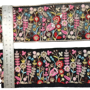 Colorido Floral bordado tul encaje ajuste ropa elegante hogar Textiles DIY manualidades bodas-Cuentas lentejuelas apliques Decoración - Product Image 1