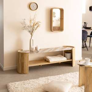 Miroir ovale Vandana Ultra Orion avec étagère en bois de manguier - Product Image 4