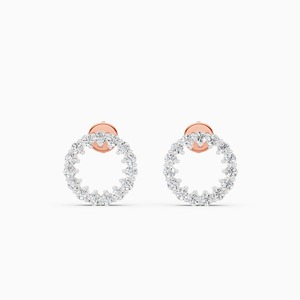 Boucles d'oreilles halo circulaires en diamant de laboratoire éblouissant de 0,66 ct en or jaune, blanc et rose 9 carats - Product Image 1