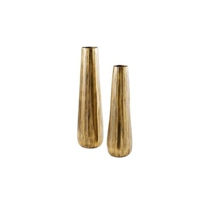 Vases cylindriques texturés/martelés en métal, ensemble bronze doré texturé pour la décoration de maison de luxe. - Product Image 6