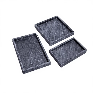 Plateau rectangulaire en marbre gris, pierre naturelle, décoration moderne de luxe pour la maison, plateau de service pour salle à manger, cuisine, salon - Product Image 1
