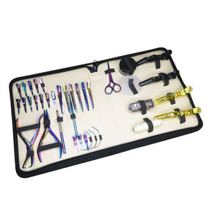Professional Hair Extension Tools Kit with <b>Silicone</b> <b>Beads</b> in Black Brown and Beige Microlink Pliers Scissors Loop and Hook - Product Image 5