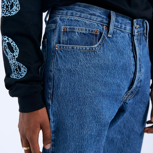 Pantalones Vaqueros Holgados Personalizados para Hombre, Cintura Alta, Pierna Recta, Denim Lavado a la Piedra, Transpirables, Estilo Cargo Urbano - Product Image 4
