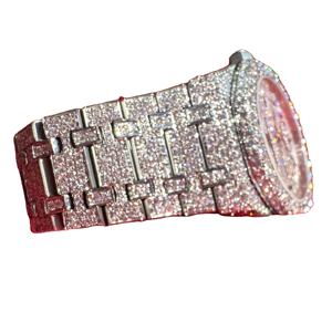 Montre automatique de luxe en moissanite, cadran serti VVS, lunette entièrement pavée, en acier, passe le testeur de diamants, style Hip Hop, expédition USA/UK - Product Image 1