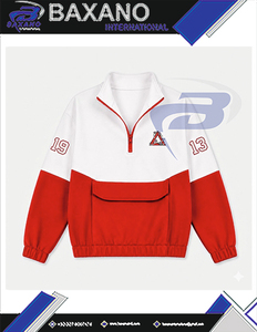 Delta |   Sigma |   Sweat-shirt à demi-zip Theta Sorority, rouge et blanc, avec poches, coupe classique, pour l'automne - Product Image 4