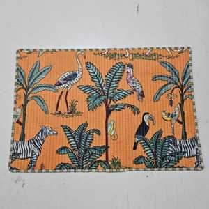 Scalloped Edge Cotton Quilted <b>Placemat</b> Jungle Print Table Mat Reversible & Heatproof Bulk Wholesale Manufacturer Exporter OEM - Product Image 1