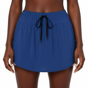 Women's Casual Lounge 2 in 1 Flowy <b>Mini</b> Skort Soft Fabric Inner Shorts Elastic Waist Custom OEM Wholesale Bulk Supplier - Product Image 2