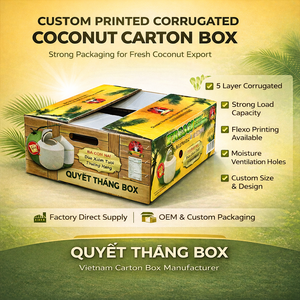 Caja de Cartón Corrugado Personalizada Quyet Thang para Cocos Frescos, Embalaje de Exportación con Orificios de Ventilación, Resistente y Reciclable - Product Image 6